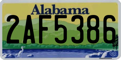 AL license plate 2AF5386