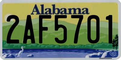 AL license plate 2AF5701