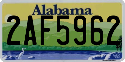AL license plate 2AF5962