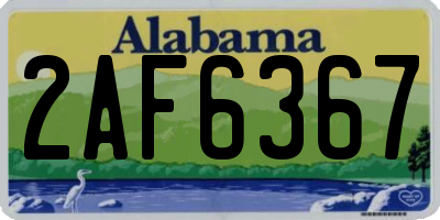 AL license plate 2AF6367