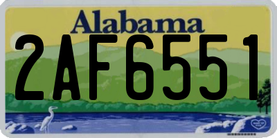 AL license plate 2AF6551