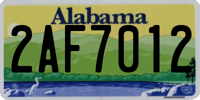 AL license plate 2AF7012