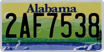 AL license plate 2AF7538