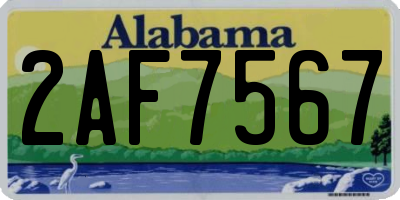 AL license plate 2AF7567
