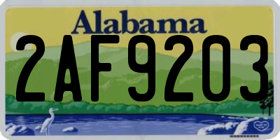 AL license plate 2AF9203