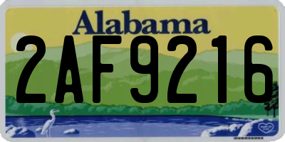 AL license plate 2AF9216