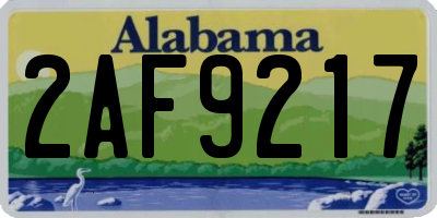 AL license plate 2AF9217