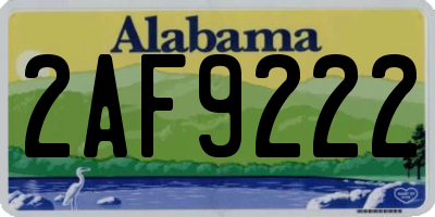 AL license plate 2AF9222