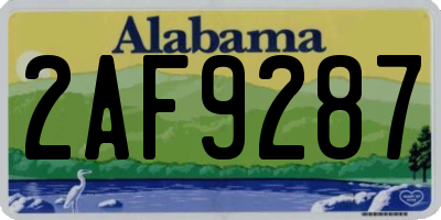 AL license plate 2AF9287