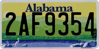AL license plate 2AF9354