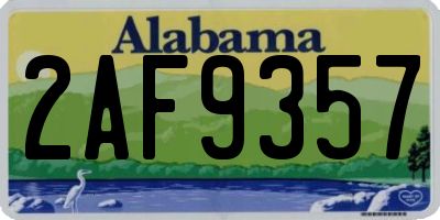 AL license plate 2AF9357
