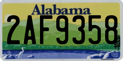 AL license plate 2AF9358