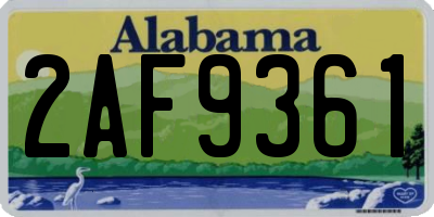 AL license plate 2AF9361