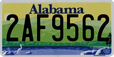 AL license plate 2AF9562