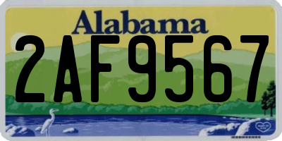 AL license plate 2AF9567