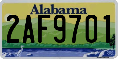 AL license plate 2AF9701