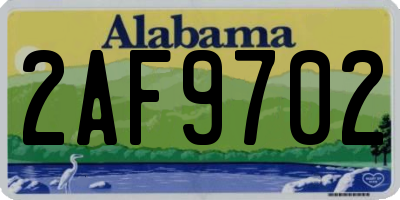 AL license plate 2AF9702