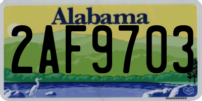 AL license plate 2AF9703