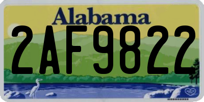 AL license plate 2AF9822