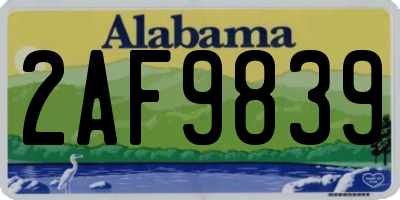AL license plate 2AF9839