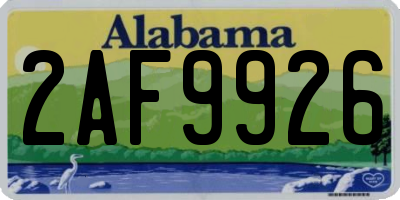 AL license plate 2AF9926