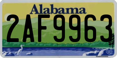 AL license plate 2AF9963
