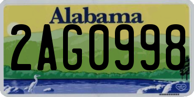 AL license plate 2AG0998