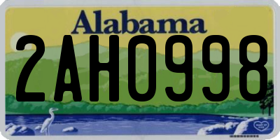AL license plate 2AH0998