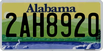 AL license plate 2AH8920
