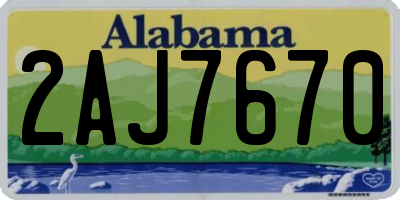 AL license plate 2AJ7670