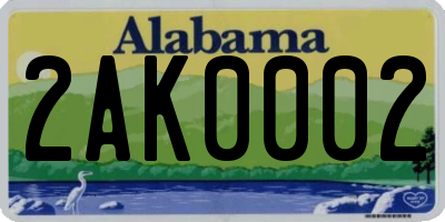 AL license plate 2AK0002