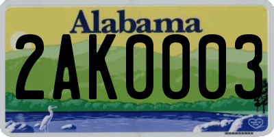 AL license plate 2AK0003