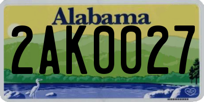 AL license plate 2AK0027