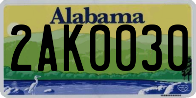 AL license plate 2AK0030