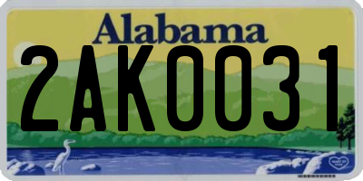 AL license plate 2AK0031