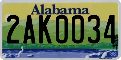 AL license plate 2AK0034
