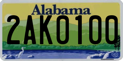 AL license plate 2AK0100