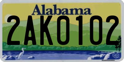 AL license plate 2AK0102