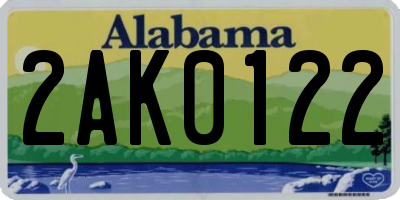 AL license plate 2AK0122