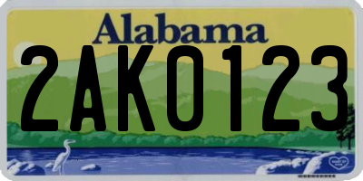AL license plate 2AK0123