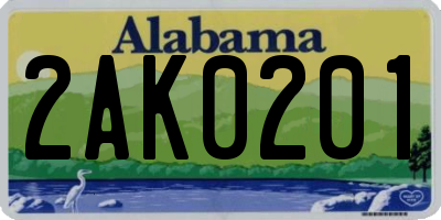 AL license plate 2AK0201