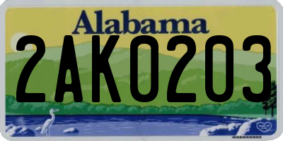AL license plate 2AK0203