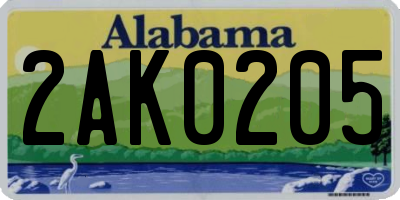 AL license plate 2AK0205