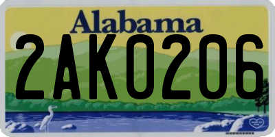 AL license plate 2AK0206