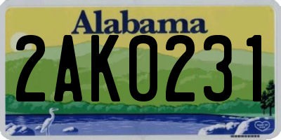 AL license plate 2AK0231