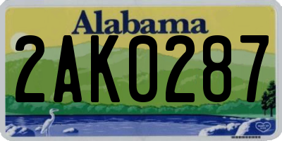 AL license plate 2AK0287
