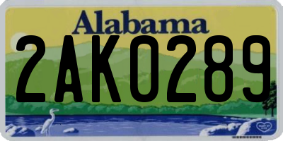 AL license plate 2AK0289
