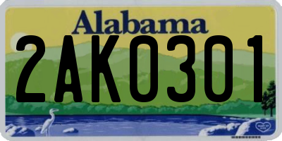 AL license plate 2AK0301