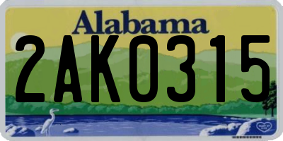 AL license plate 2AK0315