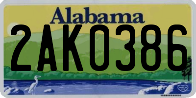 AL license plate 2AK0386